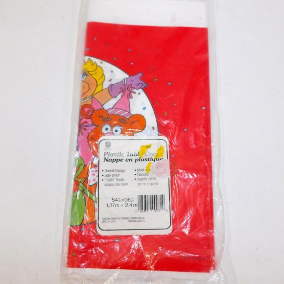 Vintage Carlton Jim Henson THE MUPPETS Plastic Party Table Cloth 54" x 96" NEW - Picture 1 of 6